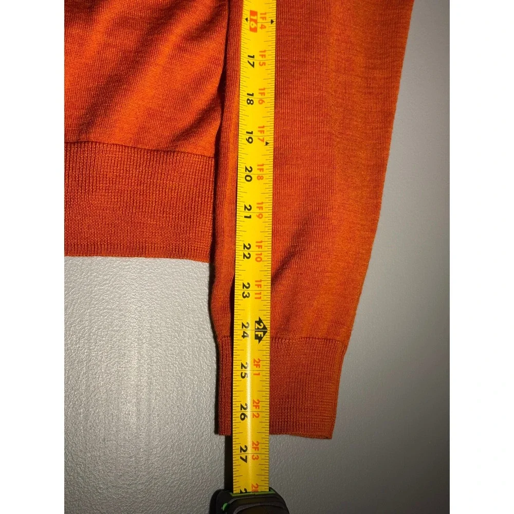 Polo Ralph Lauren Mens XXL Orange Merino Wool V-Neck Sweater Custom Fit